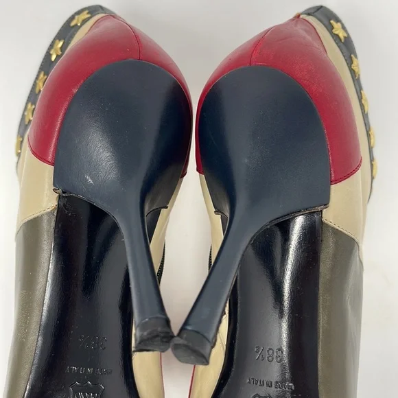 Moschino Red White Blue Stars & Stripes Ankle Boots - Picture 11 of 15